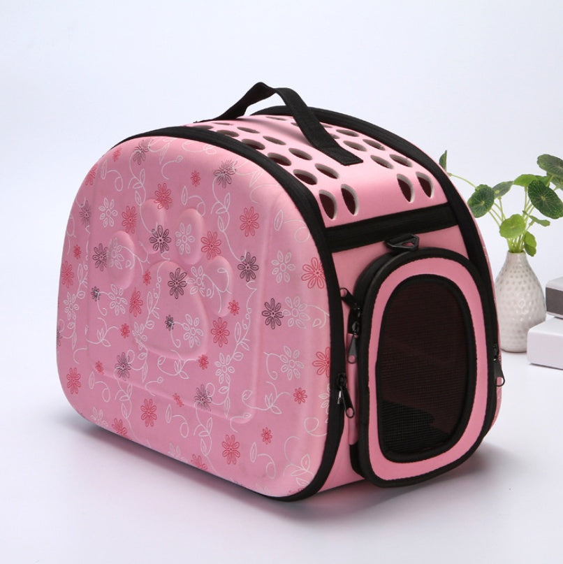 foldable flower pet travel bag - pink