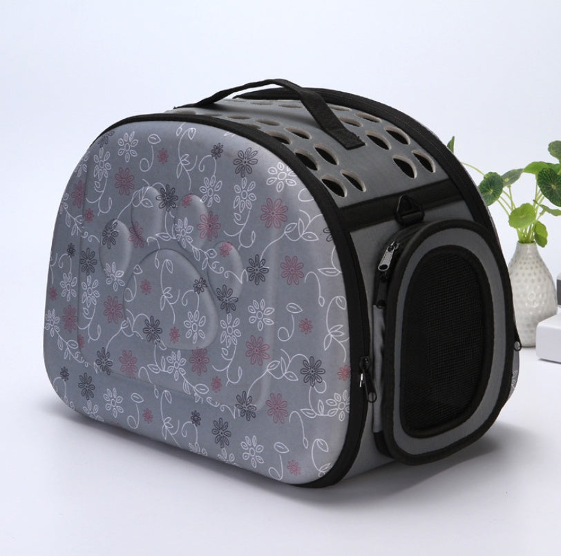 foldable flower pet travel bag - gray