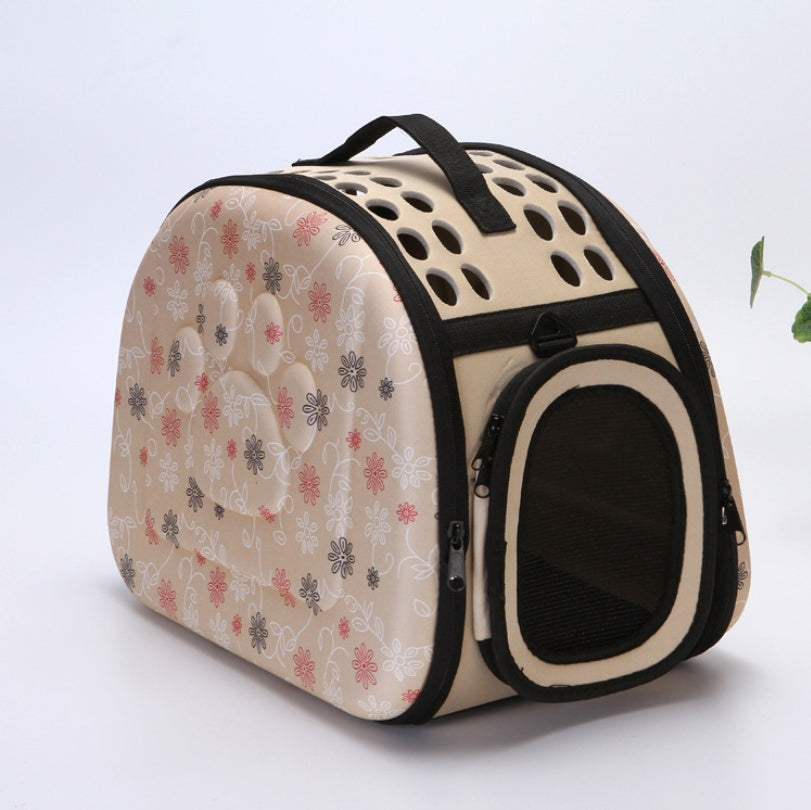 foldable flower pet travel bag - champagne